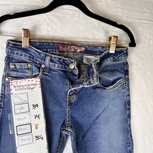 VTG. Mudd Womens Flare Leg Blue Denim Size 5 Jeans 90s Western Boho Style Y2k - Picture 8 of 9